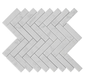 Carrara White Herringbone 1X4 Mosaic Polished/Honed Stone Tilezz 