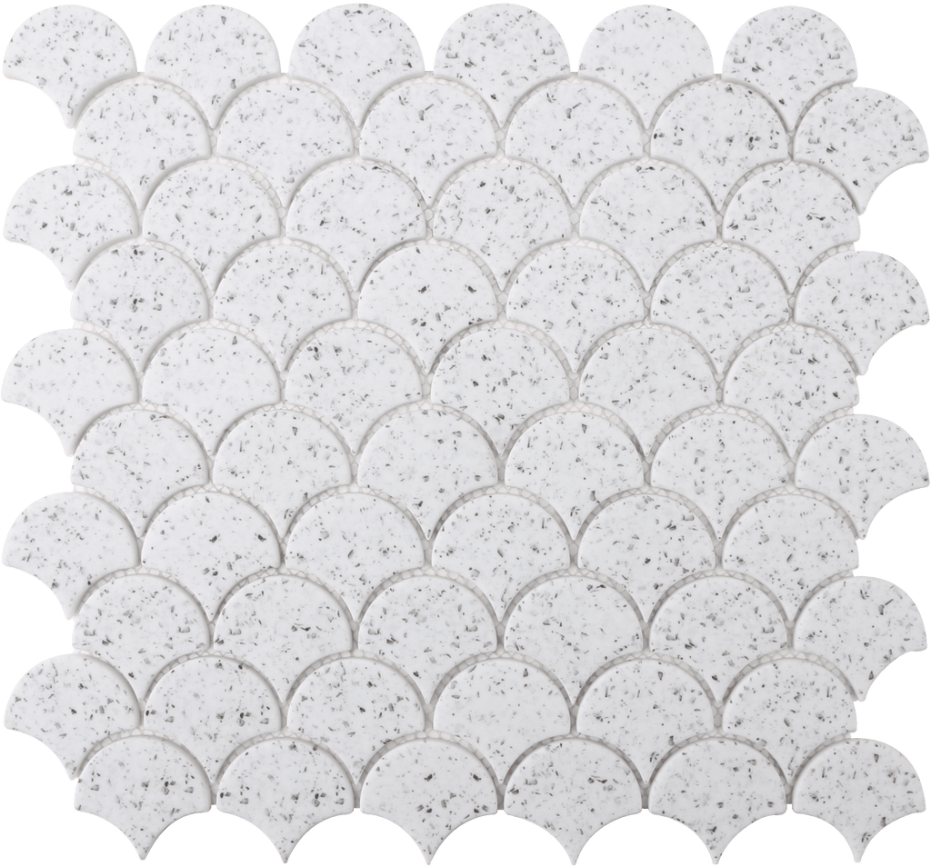 Roca Tile Rockart Terazzo White Scallop Mosaic Tilezz 