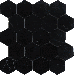 Nero Marquina Hexagon 3" Polished Marble Mosaic Stone Tilezz 