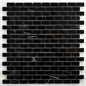 Nero Marquina Baby Brick Polished Mosaic Marble Stone Tilezz 