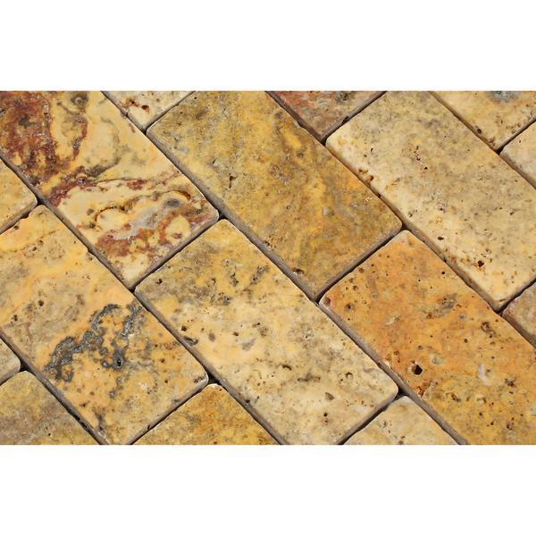 Scabos Travertine 2x4 Tumbled Mosaic Tile Stone Tilezz 
