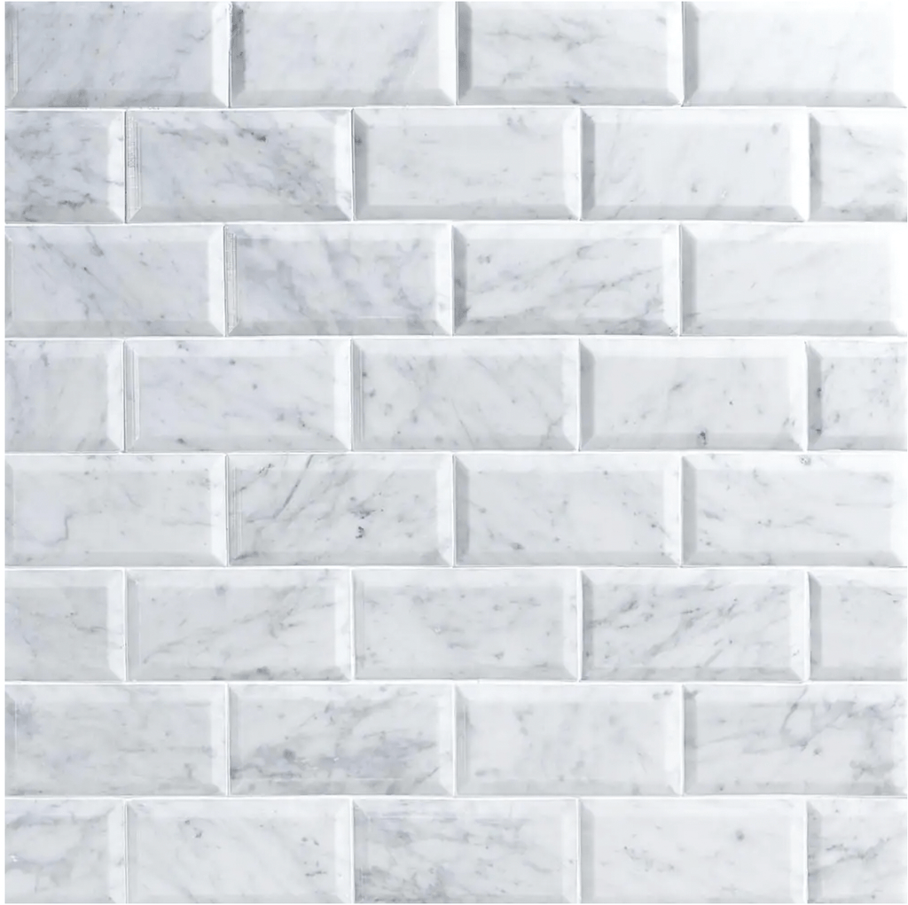 Carrara White 3x6 Beveled Subway Tile Polished/Honed Flooring Tilezz 