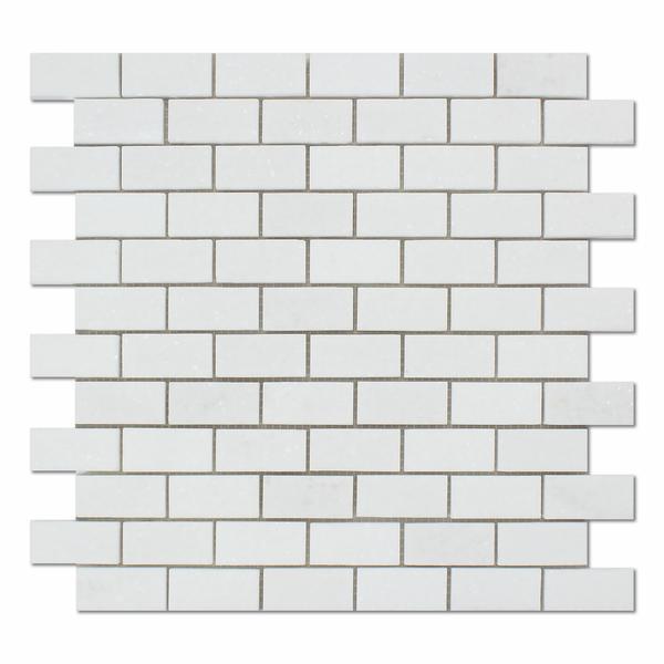 Thassos White 1x2 Brick Marble Mosaic Polished & Honed Stone Tilezz 