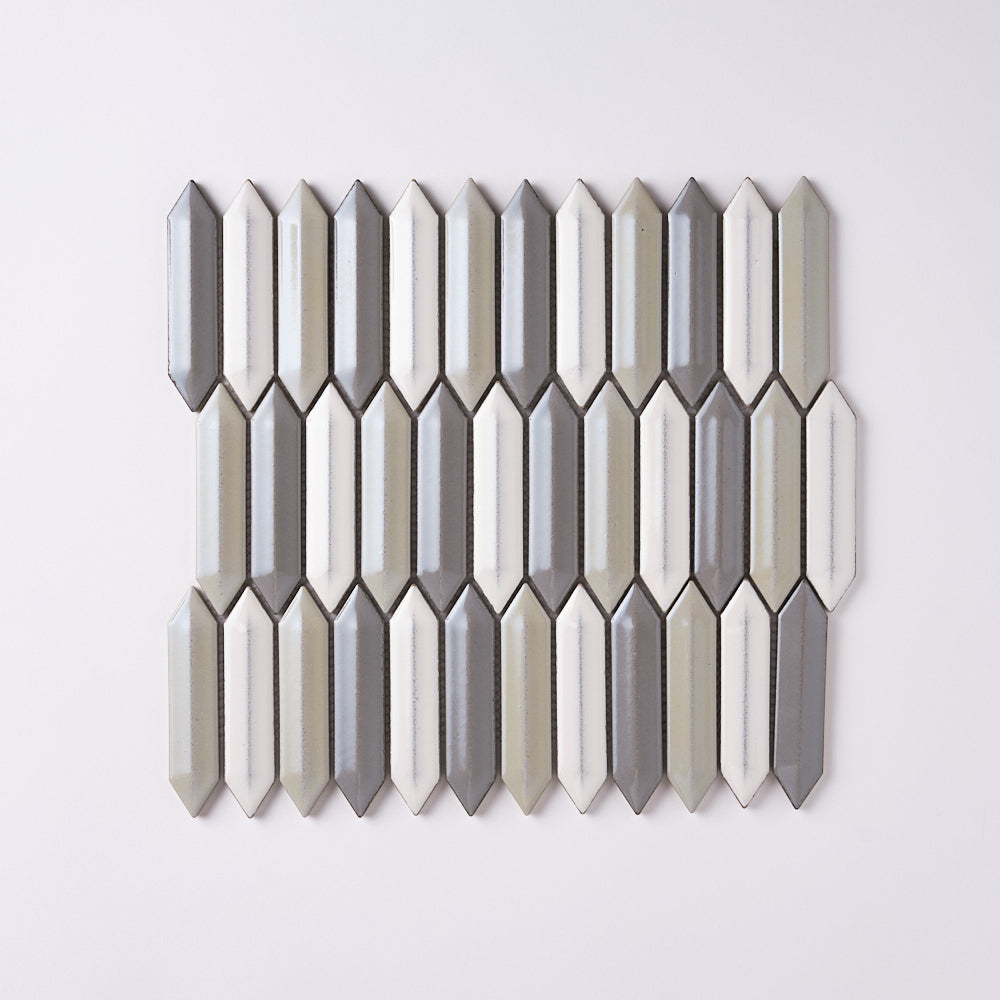 Simple Paris Blend Beveled Picket Ceramic Mosaic Glossy Tilezz 
