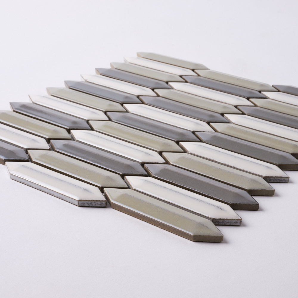 Simple Paris Blend Beveled Picket Ceramic Mosaic Glossy Tilezz 