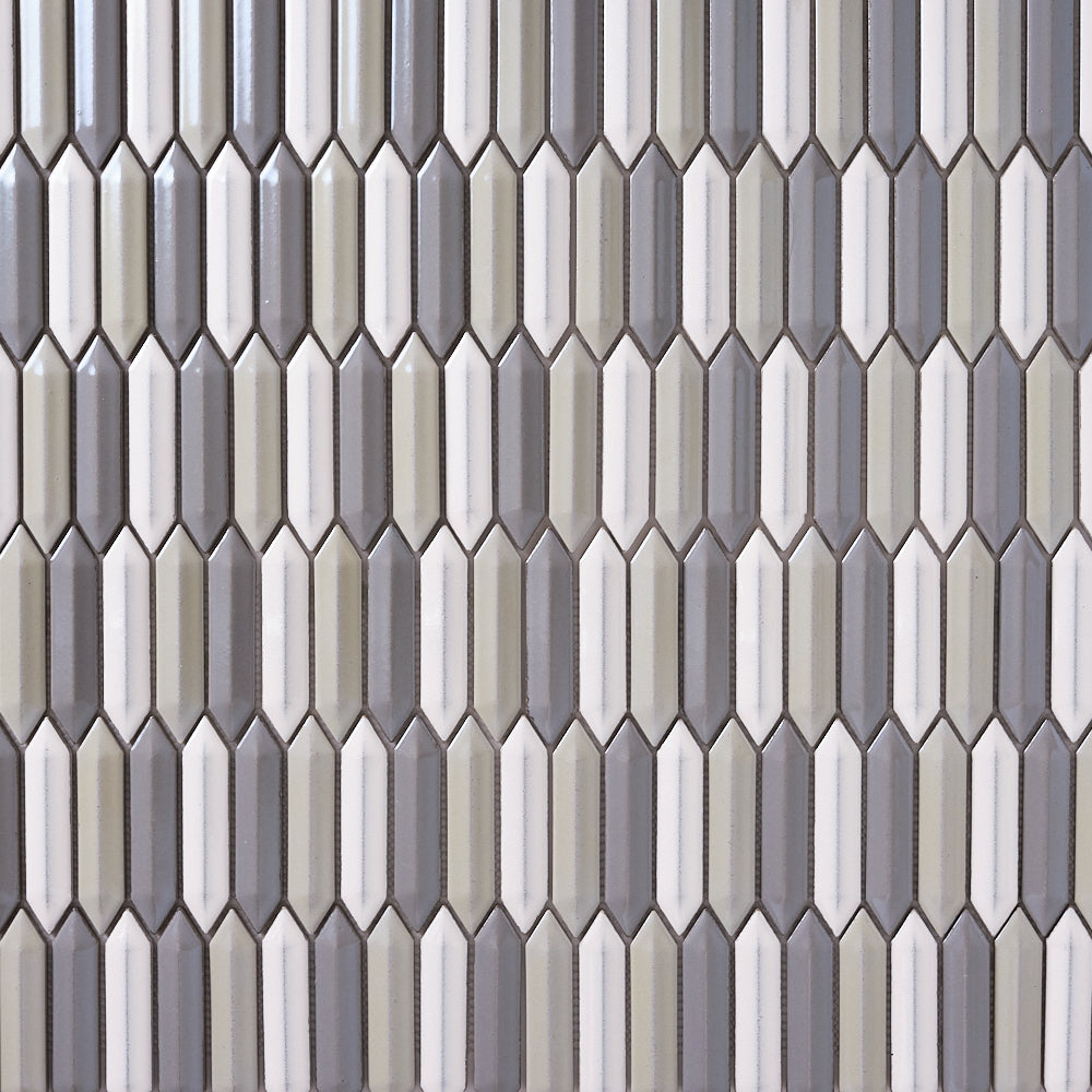 Simple Paris Blend Beveled Picket Ceramic Mosaic Glossy Tilezz 