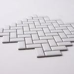 Load image into Gallery viewer, Simple White 1x2 Beveled Herringbone Ceramic Mosaic Glossy Tilezz 
