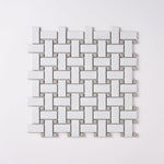 Load image into Gallery viewer, Simple White and Gray Basketweave Ceramic Mosaic Matte Tilezz 
