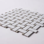 Load image into Gallery viewer, Simple White and Gray Basketweave Ceramic Mosaic Matte Tilezz 
