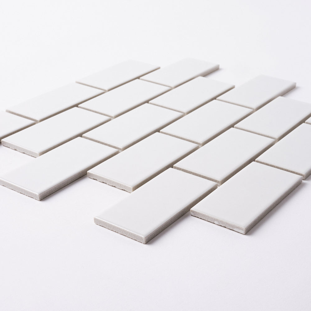 Simple Snow White 2x4 Subway Ceramic Mosaic Glossy Tilezz 