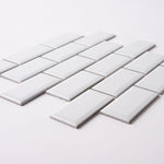Load image into Gallery viewer, Simple White 2x4 Beveled Ceramic Mosaic Glossy Tilezz 
