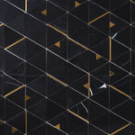 Load image into Gallery viewer, Glam Nero Marquina + Gold Brass Triangle Marble Mosaic Tilezz 
