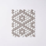 Load image into Gallery viewer, Simple Gray and White Penny Round Ceramic Mosaic Matte Tilezz 
