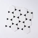 Load image into Gallery viewer, Glam Thassos White Hexy with Black Marble Tilezz 
