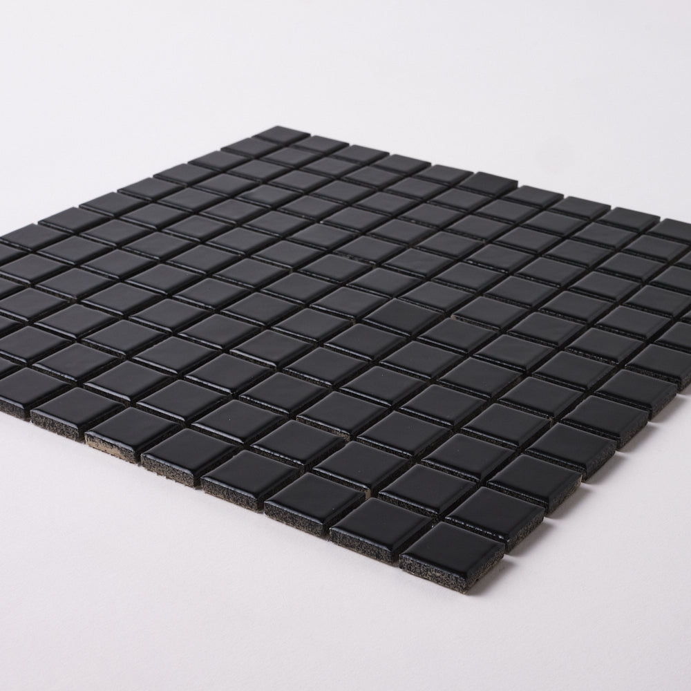 Simple Black 1x1 Square Ceramic Mosaic Matte Tilezz 