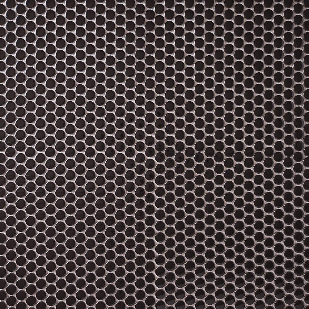Simple Black Penny Round Ceramic Mosaic Tilezz 