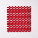 Load image into Gallery viewer, Simple Red Penny Round Ceramic Mosaic Glossy Tilezz 
