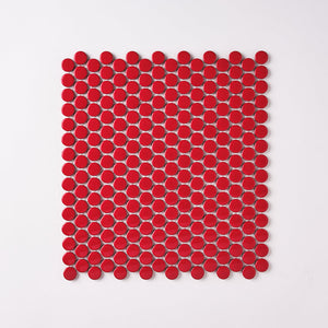 Simple Red Penny Round Ceramic Mosaic Glossy Tilezz 