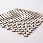 Load image into Gallery viewer, Simple Pearl White Penny Round Ceramic Mosaic Glossy Tilezz 

