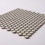 Load image into Gallery viewer, Simple Cream Penny Round Ceramic Mosaic Glossy Tilezz 
