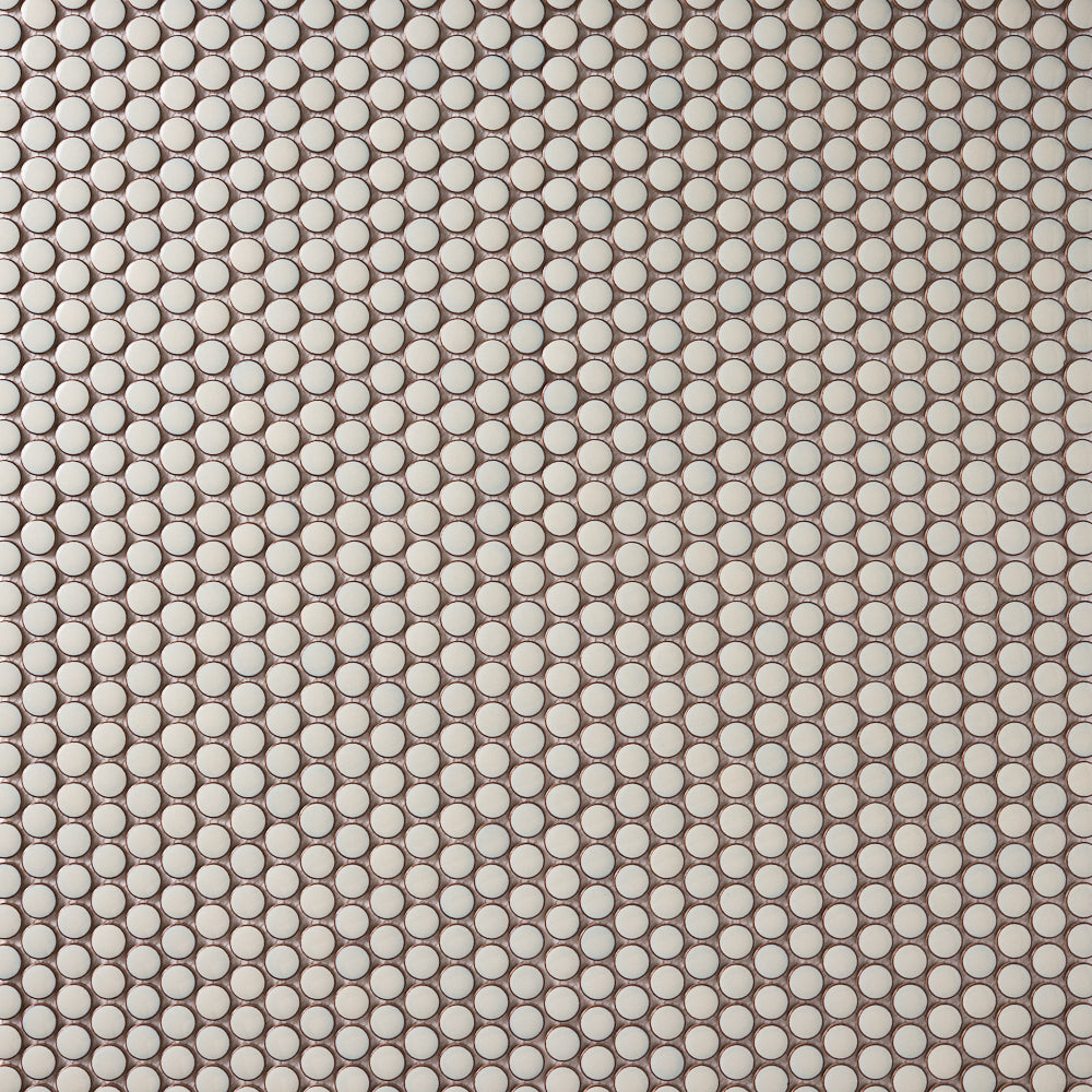 Simple Cream Penny Round Ceramic Mosaic Glossy Tilezz 