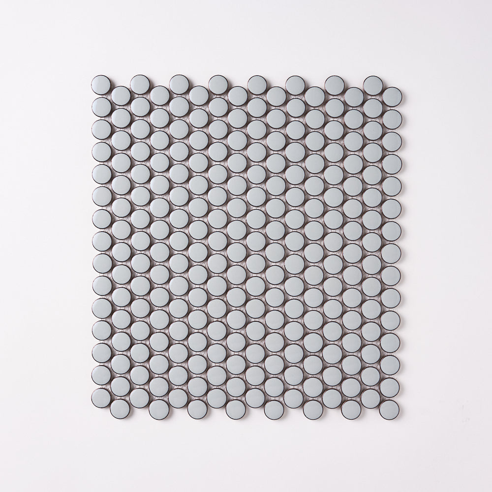 Simple Mint Green Penny Round Ceramic Mosaic Glossy Tilezz 