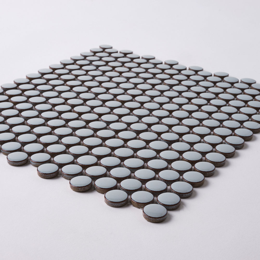 Simple Mint Green Penny Round Ceramic Mosaic Glossy Tilezz 