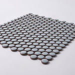 Load image into Gallery viewer, Simple Mint Green Penny Round Ceramic Mosaic Glossy Tilezz 
