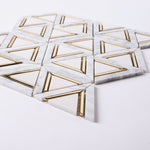 Load image into Gallery viewer, Glam Carrara White + Brass Melbourne Mosaic Tilezz 
