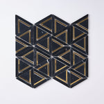 Load image into Gallery viewer, Glam Nero Marquina + Gold Brass Melbourne Mosaic Tilezz 
