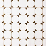 Load image into Gallery viewer, Glam Thassos White + Gold Brass Squares Marble Mosaic Tilezz 
