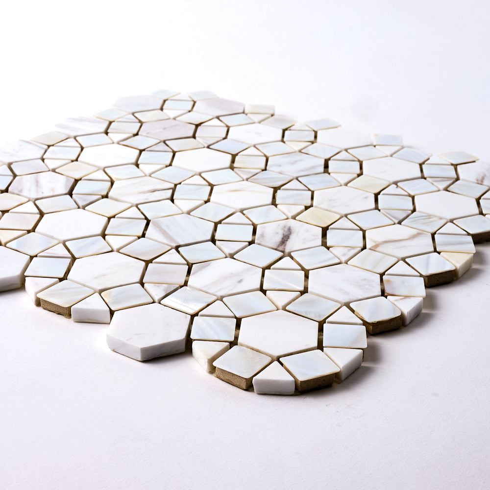 Glam Mother of Pearl Geometry Mosaic Tilezz 