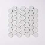 Load image into Gallery viewer, Glam White Statuary Large Penny Round Mosaic Tilezz 
