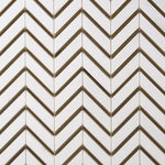 Load image into Gallery viewer, Glam Thassos White + Gold Brass Chevron Marble Mosaic Tilezz 

