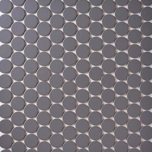Simple Soft Gray Large Penny Round Ceramic Mosaic Matte Tilezz 