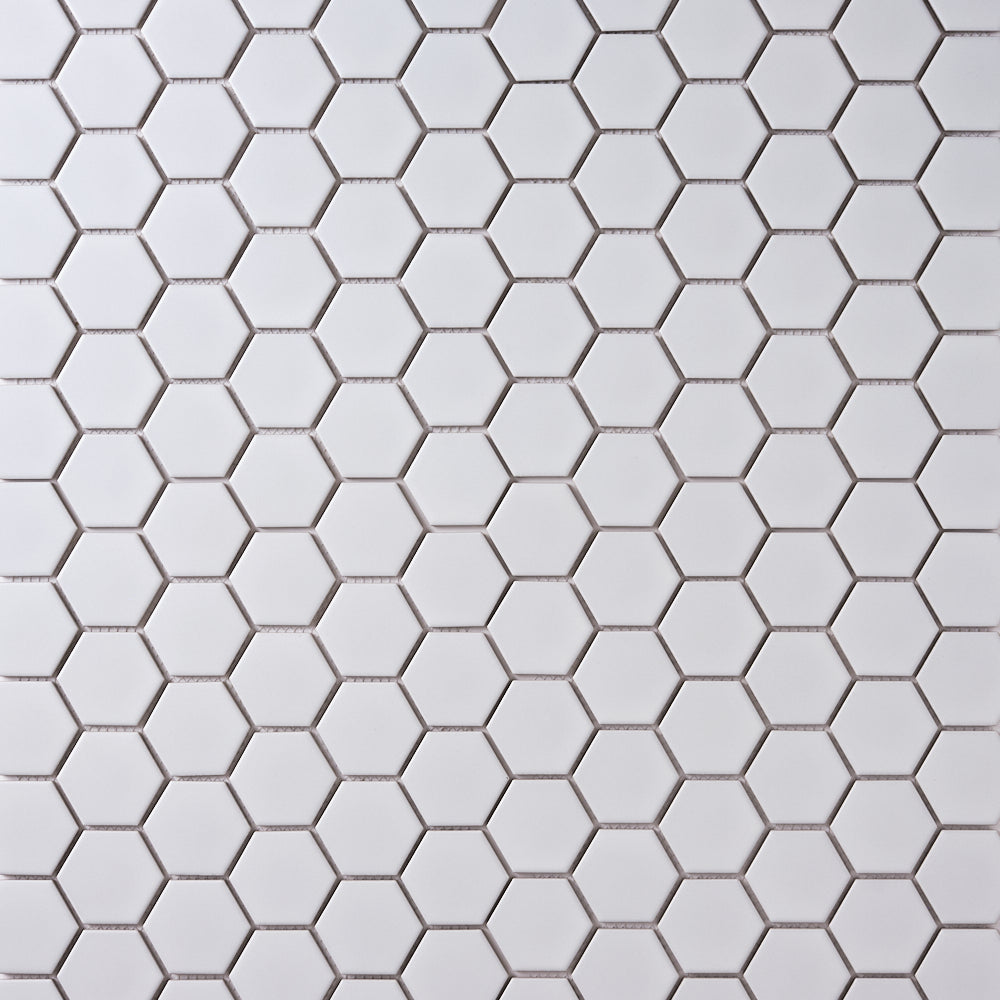Simple White 2" Hexagon Ceramic Mosaic Matte Flooring Tilezz 