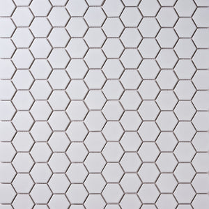 Simple White 2" Hexagon Ceramic Mosaic Matte Flooring Tilezz 
