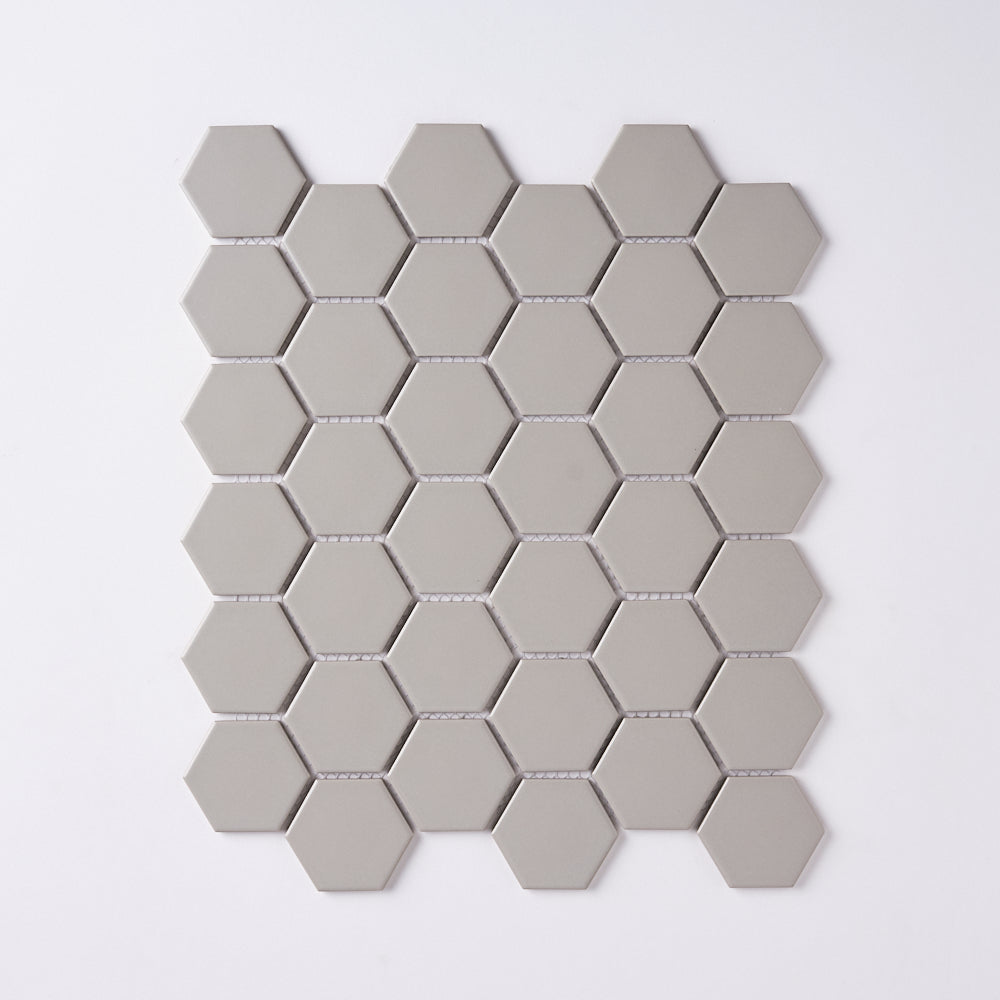 Simple Gray 2" Hexagon Ceramic Mosaic Matte Tilezz 