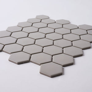 Simple Gray 2" Hexagon Ceramic Mosaic Matte Tilezz 