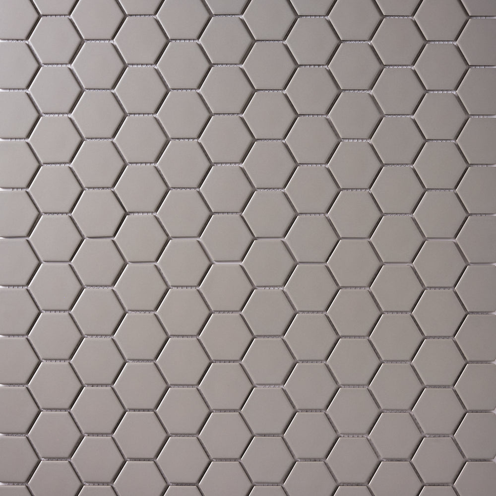 Simple Gray 2" Hexagon Ceramic Mosaic Matte Tilezz 