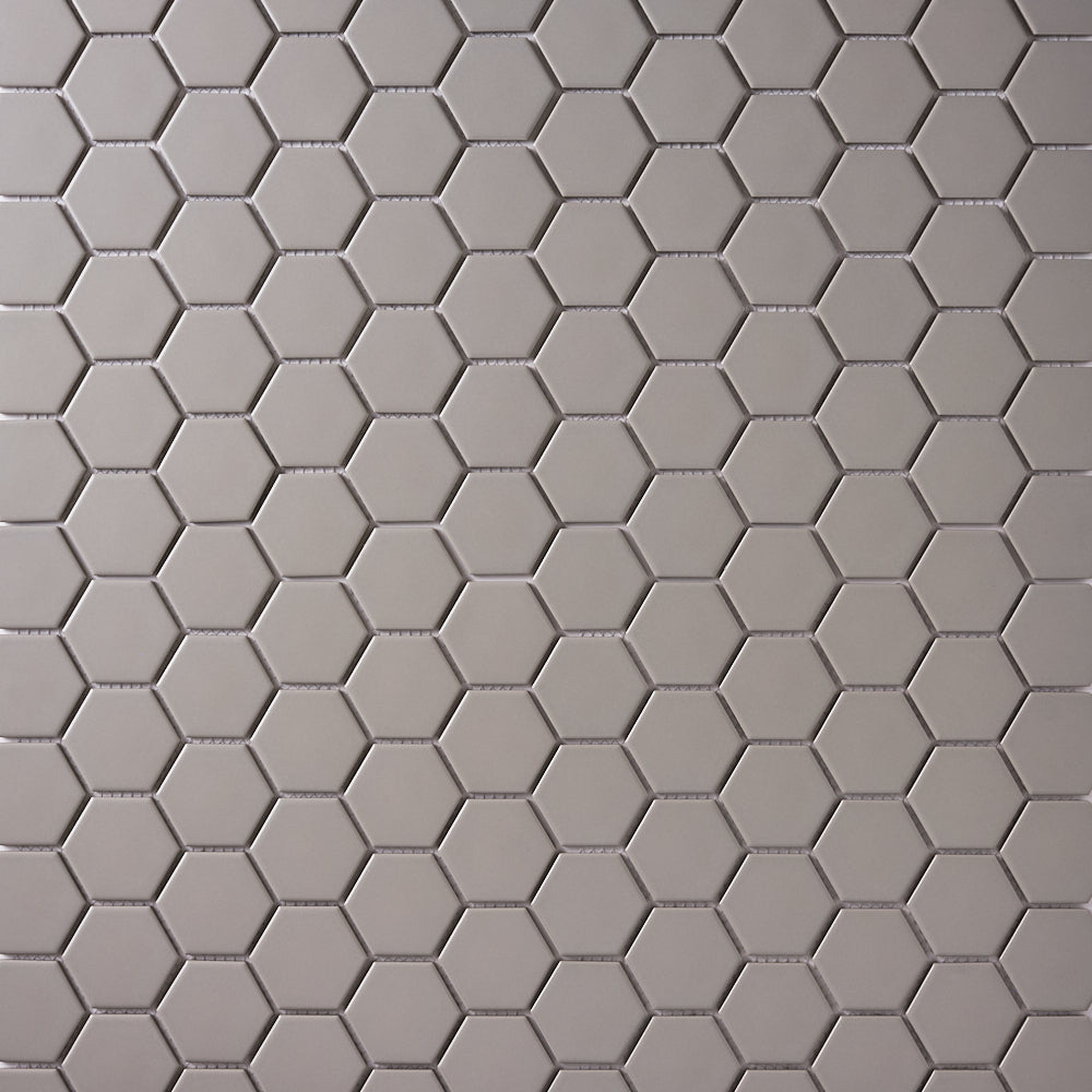 Simple Gray 2" Hexagon Ceramic Mosaic Matte Tilezz 