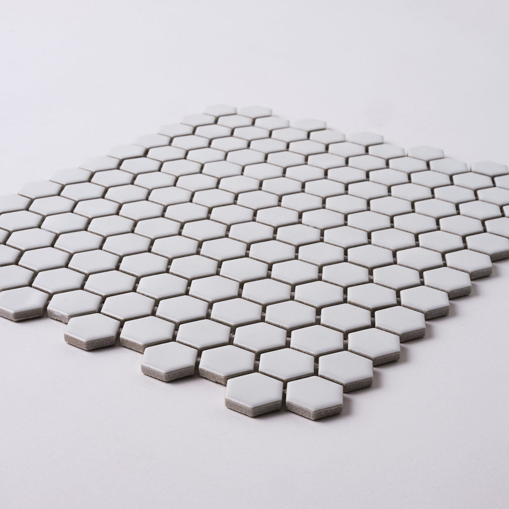 Simple White 1" Hexagon Ceramic Mosaic Matte Tilezz 