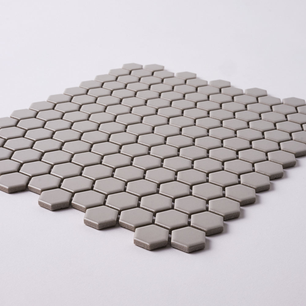 Simple Gray 1" Hexagon Ceramic Mosaic Matte Tilezz 