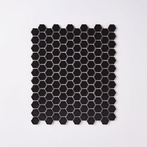 Simple Black 1" Hexagon Ceramic Mosaic Matte Tilezz 