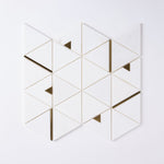 Load image into Gallery viewer, Glam Thassos White + Gold Brass Triangle Marble Mosaic Tilezz 
