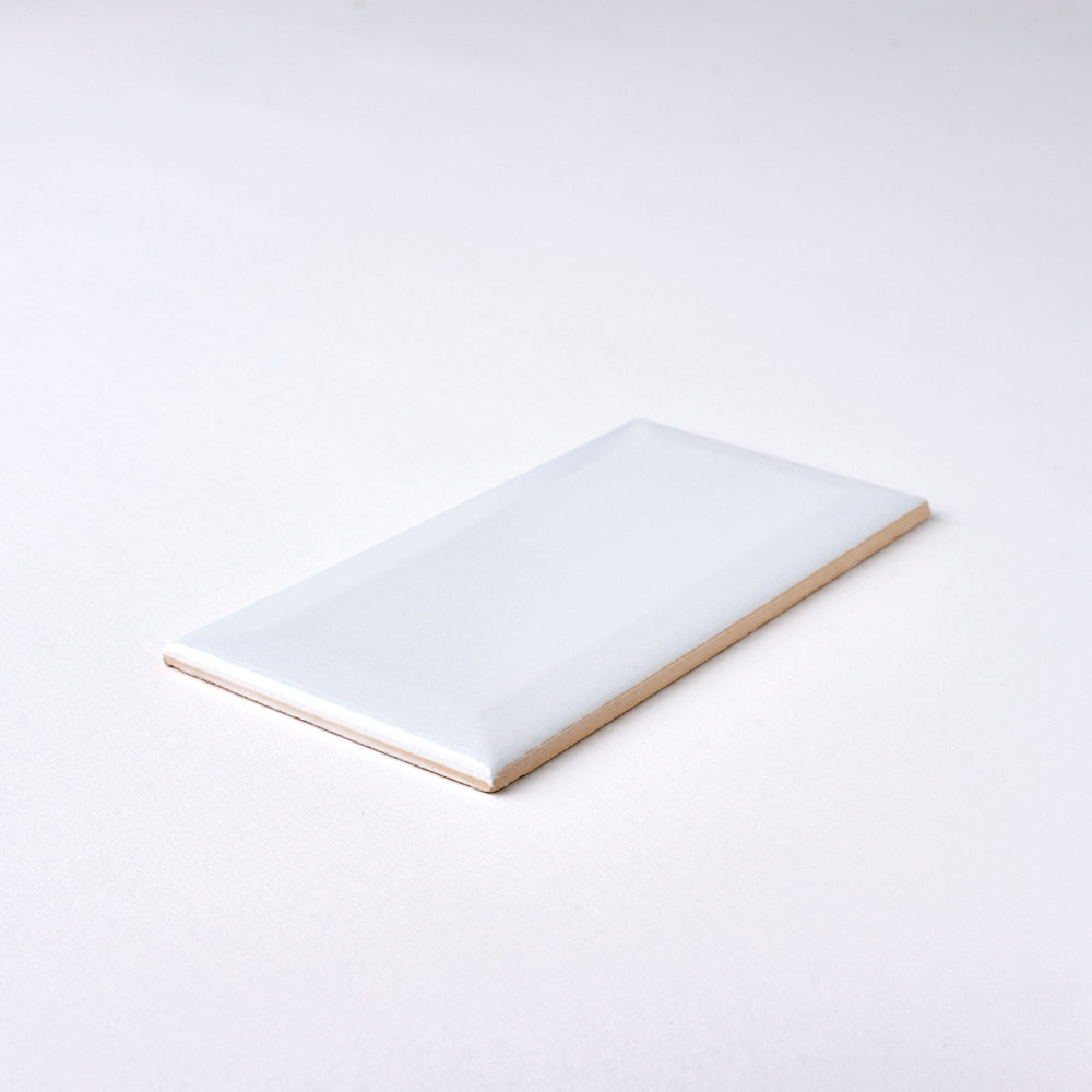 Timeless Ice White 3x6 Beveled Ceramic Tile Glossy Flooring Tilezz 