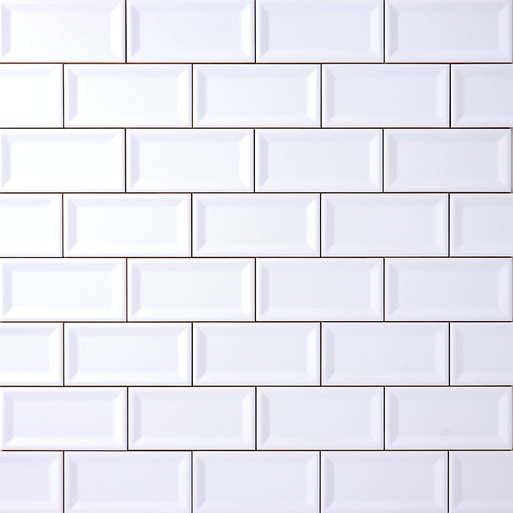 Timeless Ice White Reversed Beveled 3x6 Ceramic Tile Tilezz 