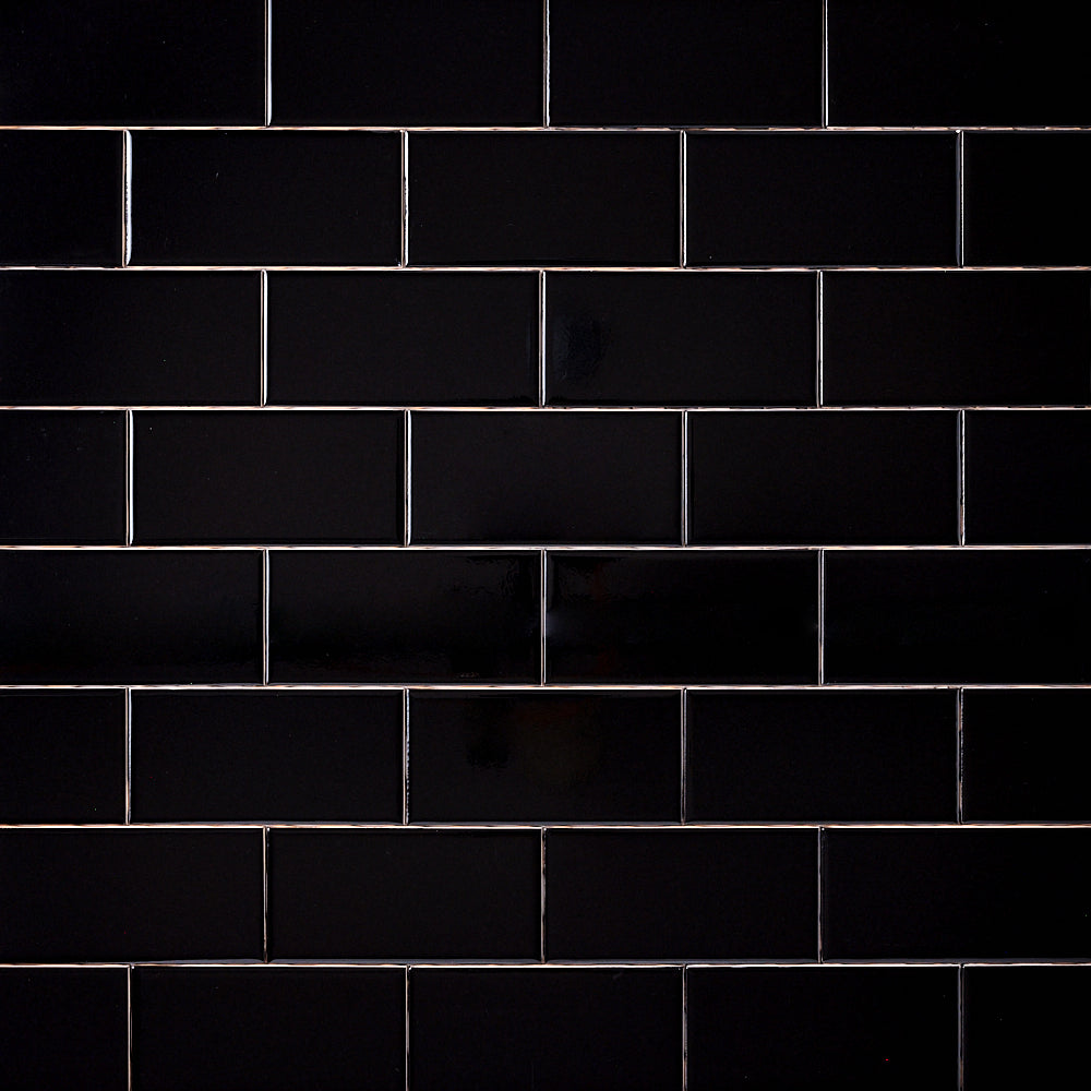 Timeless Jet Black 3x6 Ceramic Tile Glossy Flooring Tilezz 