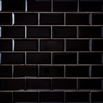 Load image into Gallery viewer, Timeless Jet Black 3x6 Beveled Ceramic Tile Glossy Flooring Tilezz 

