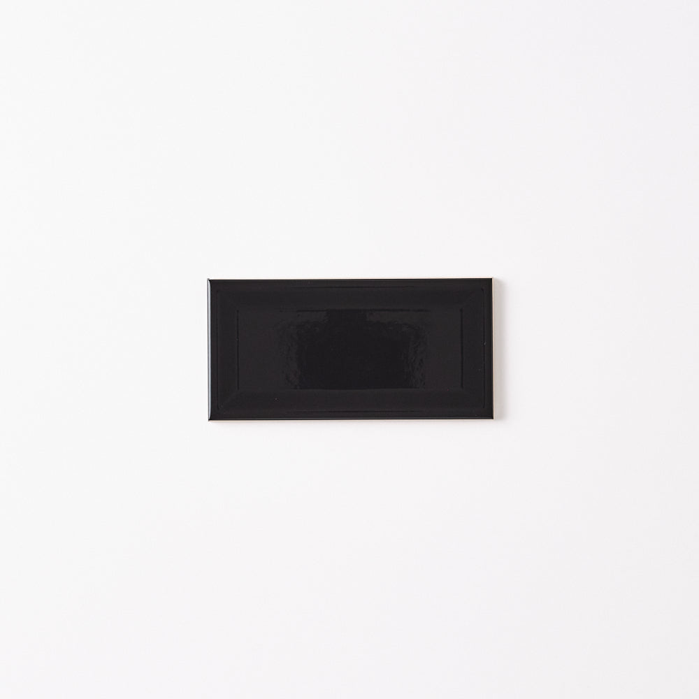 Timeless Jet Black Reversed Beveled 3x6 Ceramic Subway Tile Tilezz 